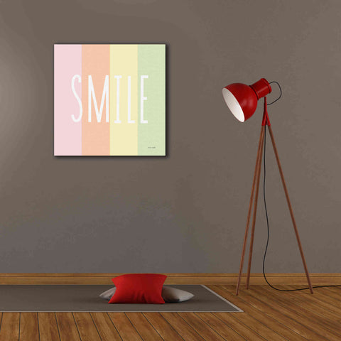Image of 'Smile Rainbow' by Ann Kelle Designs, Canvas Wall Art,26 x 26