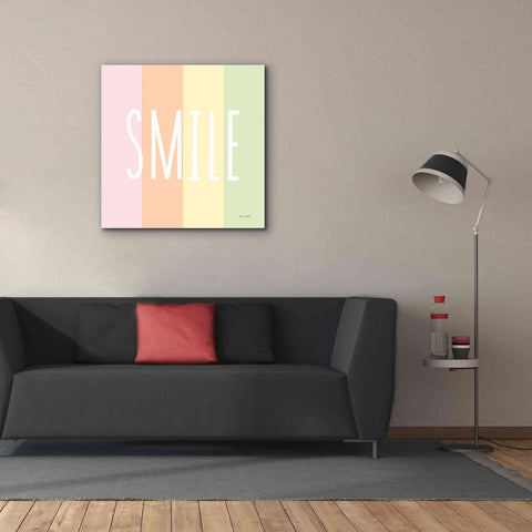 Image of 'Smile Rainbow' by Ann Kelle Designs, Canvas Wall Art,37 x 37