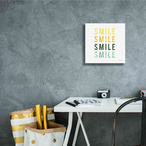 Image of 'Smile Smile' by Ann Kelle Designs, Canvas Wall Art,12 x 12