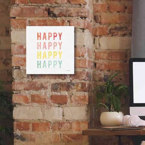 Image of 'Happy Happy' by Ann Kelle Designs, Canvas Wall Art,12 x 12