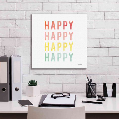 Image of 'Happy Happy' by Ann Kelle Designs, Canvas Wall Art,18 x 18