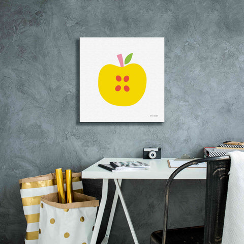 Image of 'Yellow Apple' by Ann Kelle Designs, Canvas Wall Art,18 x 18