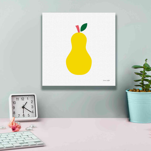 Image of 'Yellow Pear' by Ann Kelle Designs, Canvas Wall Art,12 x 12