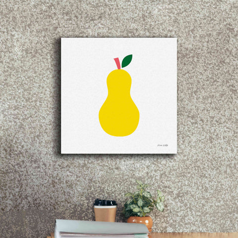 Image of 'Yellow Pear' by Ann Kelle Designs, Canvas Wall Art,18 x 18