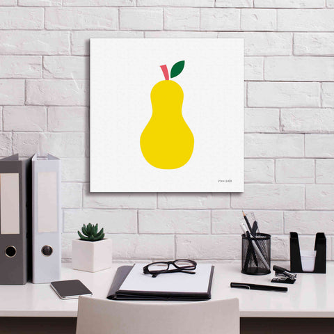 Image of 'Yellow Pear' by Ann Kelle Designs, Canvas Wall Art,18 x 18