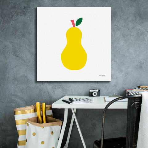 Image of 'Yellow Pear' by Ann Kelle Designs, Canvas Wall Art,26 x 26