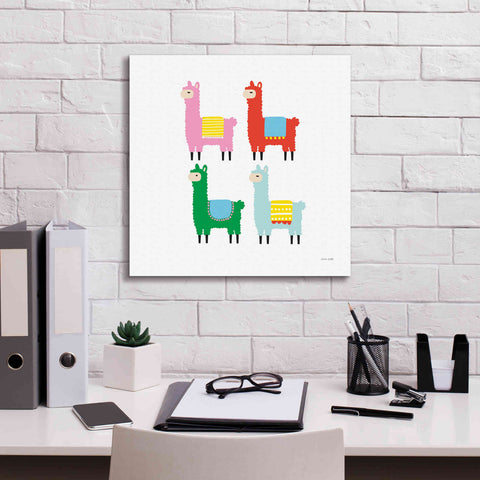 Image of 'The Llamas' by Ann Kelle Designs, Canvas Wall Art,18 x 18