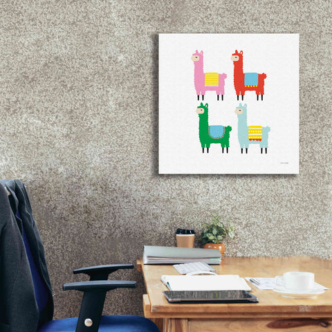 Image of 'The Llamas' by Ann Kelle Designs, Canvas Wall Art,26 x 26
