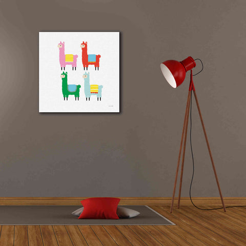 Image of 'The Llamas' by Ann Kelle Designs, Canvas Wall Art,26 x 26
