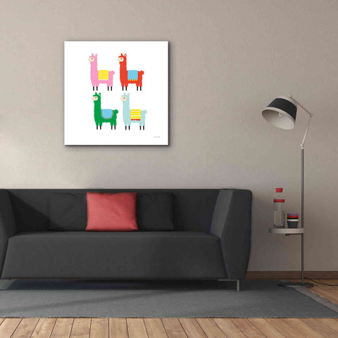 Image of 'The Llamas' by Ann Kelle Designs, Canvas Wall Art,37 x 37