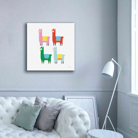 Image of 'The Llamas' by Ann Kelle Designs, Canvas Wall Art,37 x 37