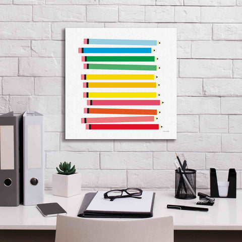 Image of 'Colored Pencils' by Ann Kelle Designs, Canvas Wall Art,18 x 18
