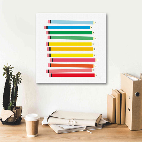 Image of 'Colored Pencils' by Ann Kelle Designs, Canvas Wall Art,18 x 18