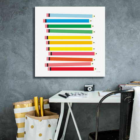 Image of 'Colored Pencils' by Ann Kelle Designs, Canvas Wall Art,26 x 26