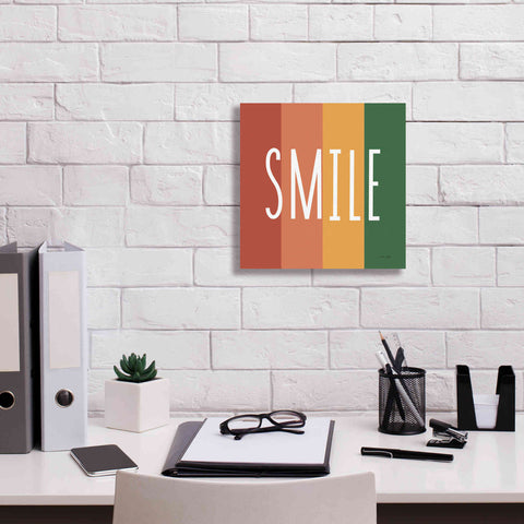 Image of 'Smile Rainbow Retro' by Ann Kelle Designs, Canvas Wall Art,12 x 12