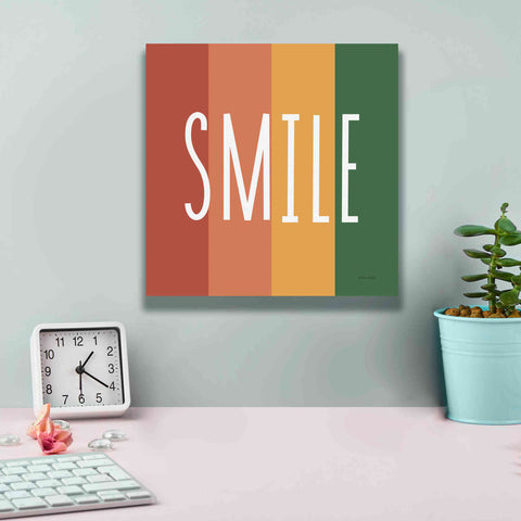 Image of 'Smile Rainbow Retro' by Ann Kelle Designs, Canvas Wall Art,12 x 12