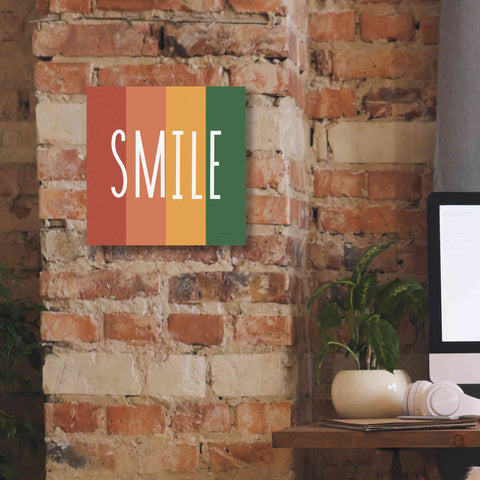 Image of 'Smile Rainbow Retro' by Ann Kelle Designs, Canvas Wall Art,12 x 12