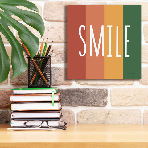 Image of 'Smile Rainbow Retro' by Ann Kelle Designs, Canvas Wall Art,12 x 12