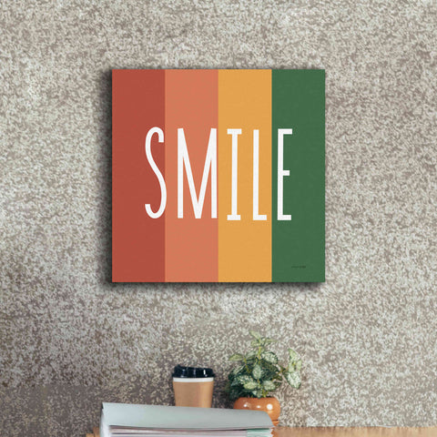 Image of 'Smile Rainbow Retro' by Ann Kelle Designs, Canvas Wall Art,18 x 18