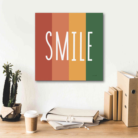 Image of 'Smile Rainbow Retro' by Ann Kelle Designs, Canvas Wall Art,18 x 18