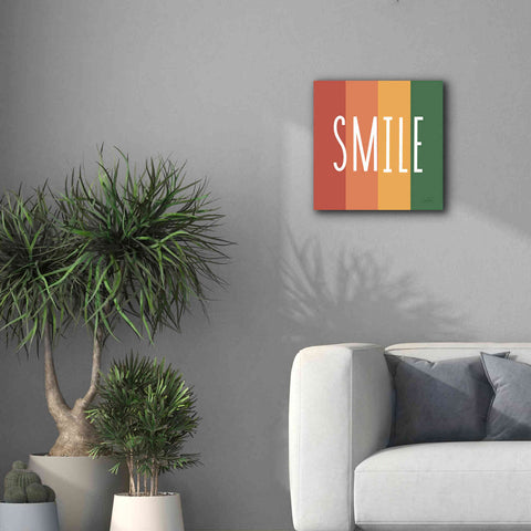 Image of 'Smile Rainbow Retro' by Ann Kelle Designs, Canvas Wall Art,18 x 18