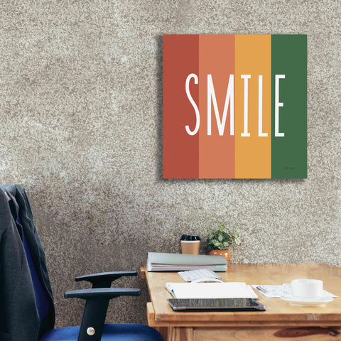 Image of 'Smile Rainbow Retro' by Ann Kelle Designs, Canvas Wall Art,26 x 26