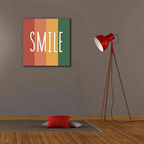 Image of 'Smile Rainbow Retro' by Ann Kelle Designs, Canvas Wall Art,26 x 26