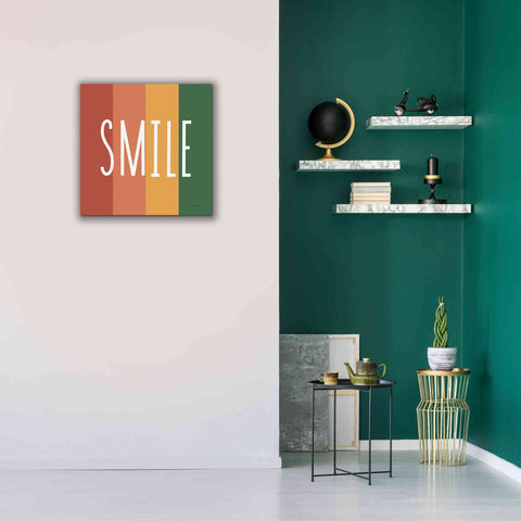 Image of 'Smile Rainbow Retro' by Ann Kelle Designs, Canvas Wall Art,26 x 26