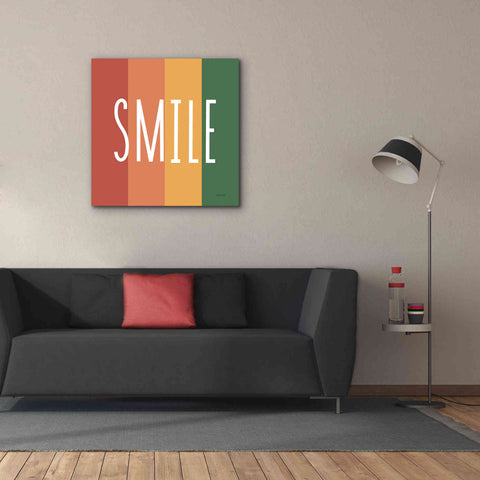 Image of 'Smile Rainbow Retro' by Ann Kelle Designs, Canvas Wall Art,37 x 37