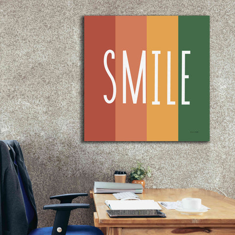 Image of 'Smile Rainbow Retro' by Ann Kelle Designs, Canvas Wall Art,37 x 37