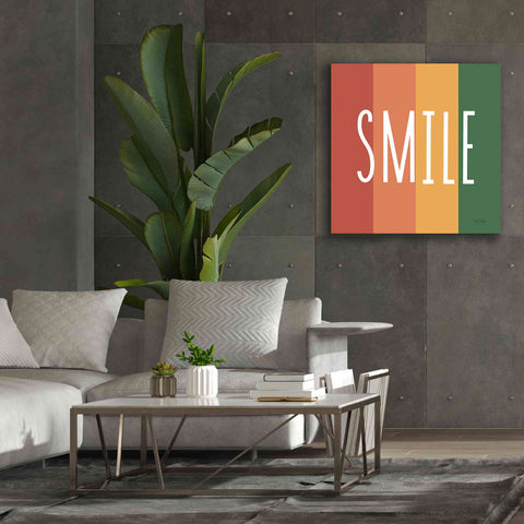 Image of 'Smile Rainbow Retro' by Ann Kelle Designs, Canvas Wall Art,37 x 37