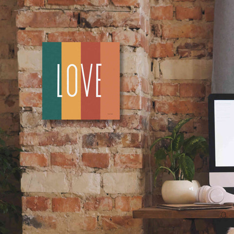 Image of 'Love Rainbow Retro' by Ann Kelle Designs, Canvas Wall Art,12 x 12