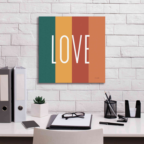 Image of 'Love Rainbow Retro' by Ann Kelle Designs, Canvas Wall Art,18 x 18