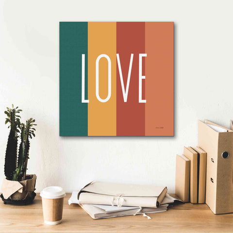 Image of 'Love Rainbow Retro' by Ann Kelle Designs, Canvas Wall Art,18 x 18