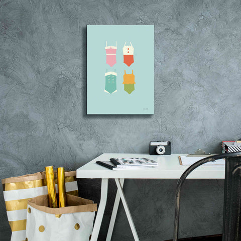 Image of 'Summer Bathing Suits Blue' by Ann Kelle Designs, Canvas Wall Art,12 x 16