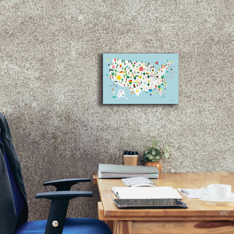 Image of 'Fun USA Map' by Ann Kelle Designs, Canvas Wall Art,18 x 12