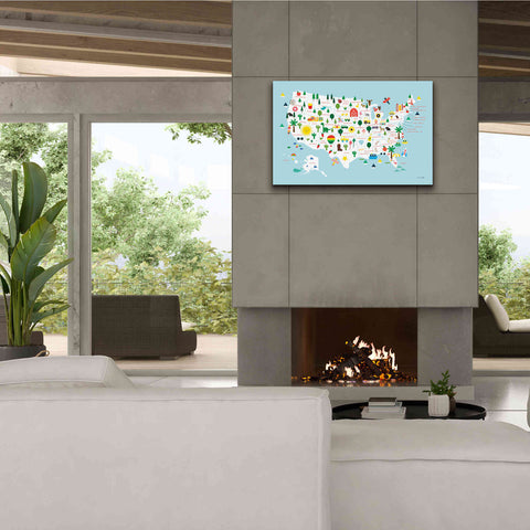 Image of 'Fun USA Map' by Ann Kelle Designs, Canvas Wall Art,40 x 26