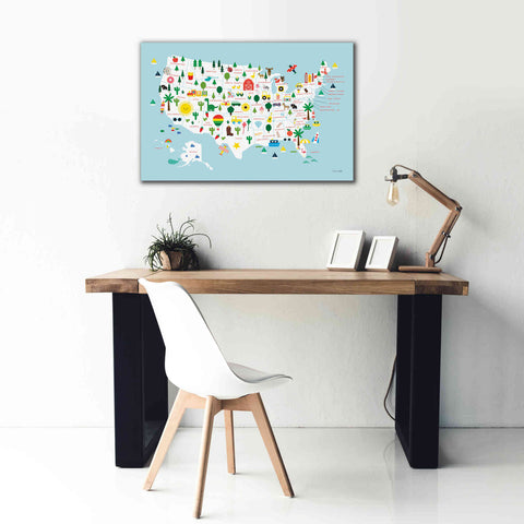 Image of 'Fun USA Map' by Ann Kelle Designs, Canvas Wall Art,40 x 26