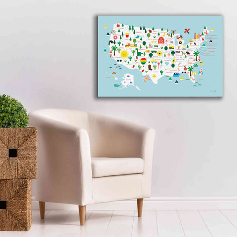 Image of 'Fun USA Map' by Ann Kelle Designs, Canvas Wall Art,40 x 26