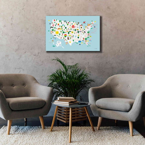 Image of 'Fun USA Map' by Ann Kelle Designs, Canvas Wall Art,40 x 26