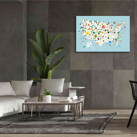 Image of 'Fun USA Map' by Ann Kelle Designs, Canvas Wall Art,60 x 40