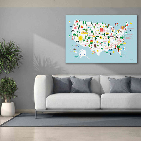 Image of 'Fun USA Map' by Ann Kelle Designs, Canvas Wall Art,60 x 40