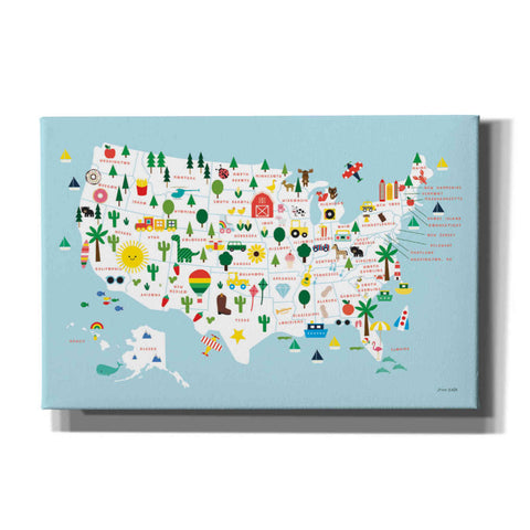 Image of 'Fun USA Map' by Ann Kelle Designs, Canvas Wall Art,18x12x1.1x0,26x18x1.1x0,40x26x1.74x0,60x40x1.74x0