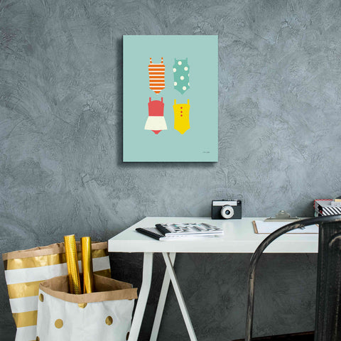 Image of 'Bahting Suits Galore II Blue' by Ann Kelle Designs, Canvas Wall Art,12 x 16
