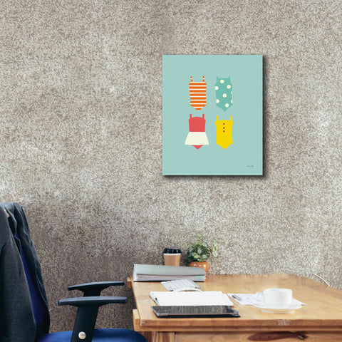 Image of 'Bahting Suits Galore II Blue' by Ann Kelle Designs, Canvas Wall Art,20 x 24