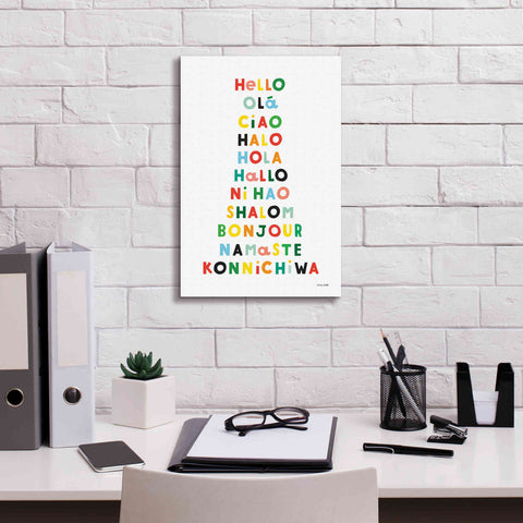 Image of 'Language of Hellos' by Ann Kelle Designs, Canvas Wall Art,12 x 18