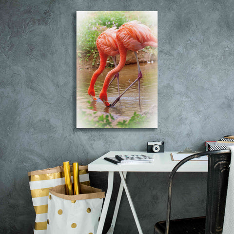 Image of 'Two Flamingos' by Debra Van Swearingen, Canvas Wall Art,18 x 26