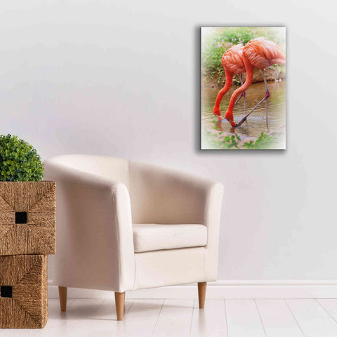 Image of 'Two Flamingos' by Debra Van Swearingen, Canvas Wall Art,18 x 26