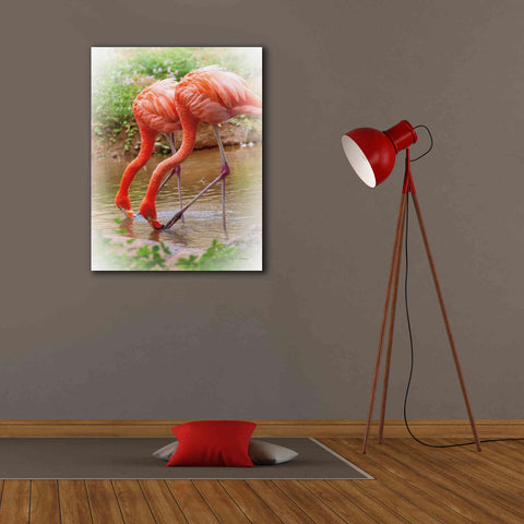 Image of 'Two Flamingos' by Debra Van Swearingen, Canvas Wall Art,26 x 34
