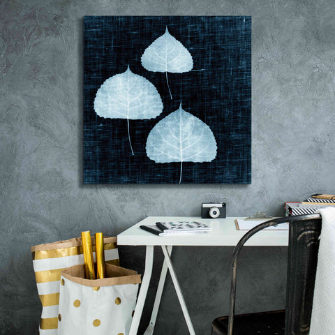 Image of 'Leaves on Linen III' by Debra Van Swearingen, Canvas Wall Art,26 x 26